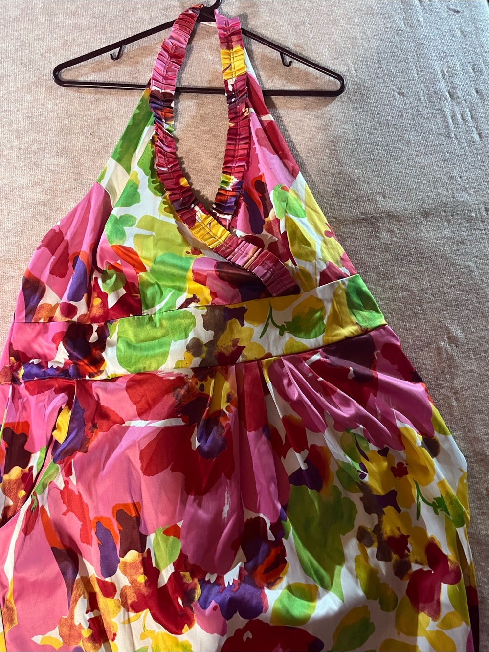 Ladies Floral Halter Sundress - Pink Multi